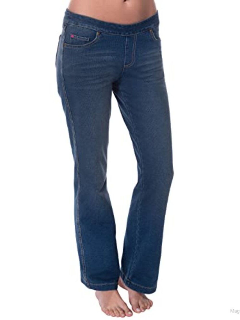Bootcut Stretch Denim Pull-On Jeans Petite Fit Drawstring Waist
